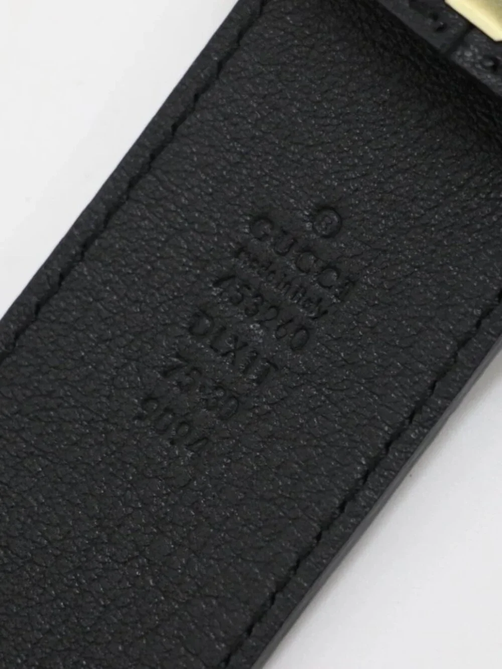 GUCCI 453260 Double G Belt Leather Black Size 25 US / 38 IT